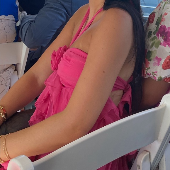 SANTIAGO CUT-OUT RUFFLE MAXI DRESS FUCHSIA - Picture 3 of 4